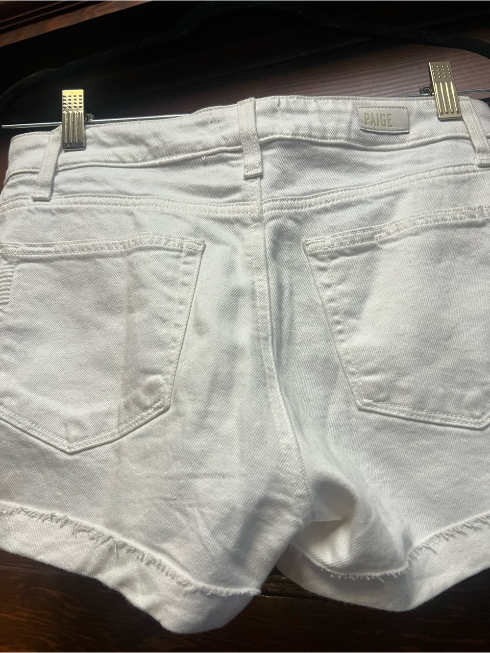 PAIGE White Denim Cutoff Shorts with Subtle Fray - Picture 6 of 6